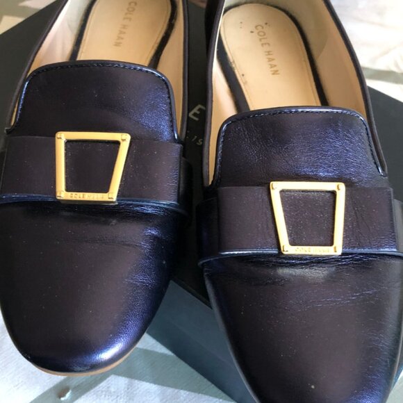 Cole Haan Marine Blue Emory Leather Smoking Loafers - Picture 2 of 7